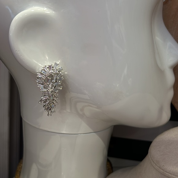 Cubic Zirconia Paisley Baguettes Earrings-Boutique - Picture 4 of 9